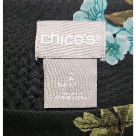 Chico's Vibrant Floral Blouse in Black and Teal - Picture 3 of 6